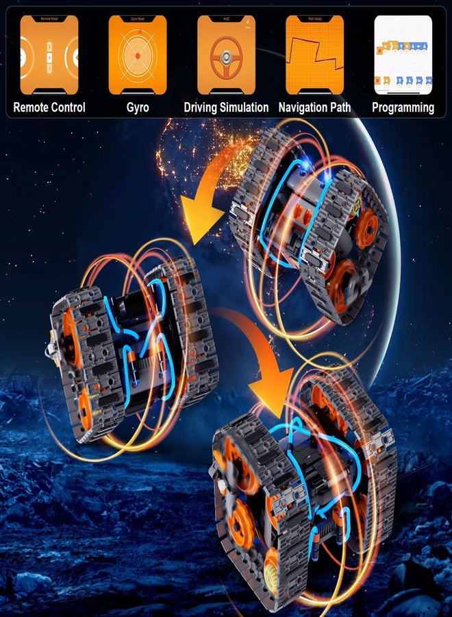مجموعة بناء STEM 5 في 1 للأطفال، يتم التحكم فيها عن بعد وتطبيق، روبوت بناء/سيارة/دبابة/جرافة/متسابق مجنزر، مجموعة برمجة للأولاد والبنات من سن 6 إلى 12 سنة فما فوق (552 قطعة) - Image 4